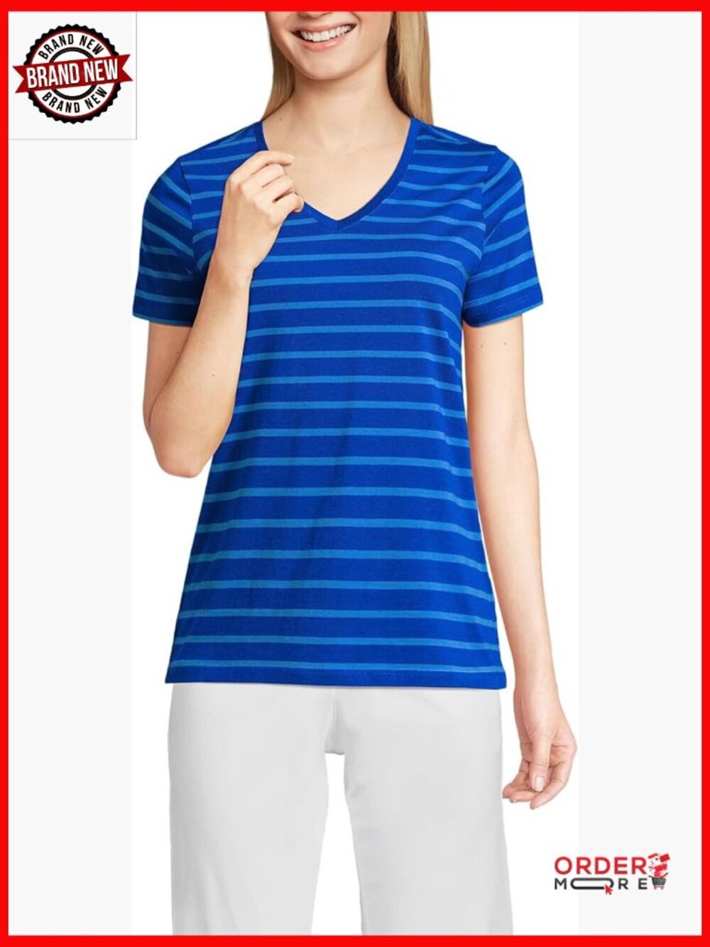 Supima Cotton V-Neck T-Shirt Relaxed Fit Short Sleeve Tee